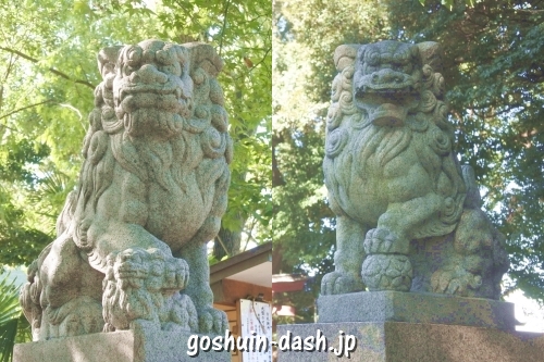 漆部神社(愛知県あま市)狛犬(子取りと玉取り)