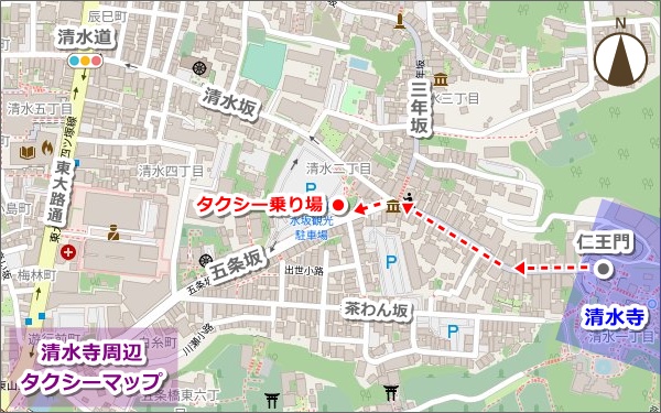 清水寺のタクシー乗り場マップ(地図)01