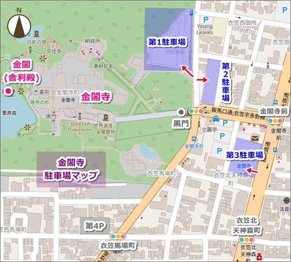 金閣寺(京都鹿苑寺)駐車場マップ(地図)01