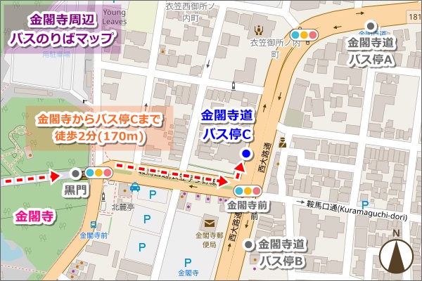 金閣寺周辺バス停マップ(地図・Cのりば)01