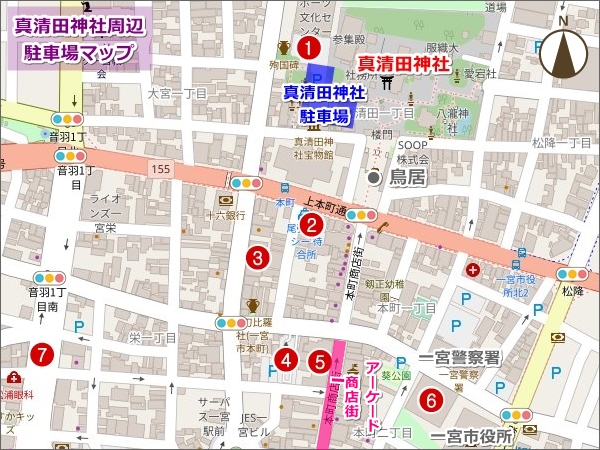 真清田神社(一宮市)周辺の安い駐車場マップ02